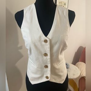 🌻 NWOT! Banana Republic Factory White Linen Waistcoat 🌻